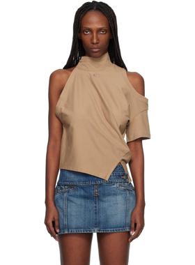 Courrèges 女士 T恤 驼色 Twisted Jersey T 恤