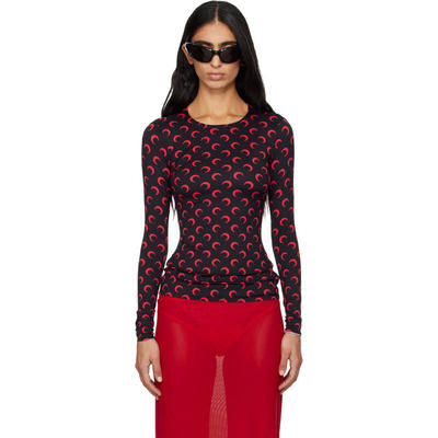 Marine Serre 女士 T恤 黑色 Recycled Moon Jersey Second Skin