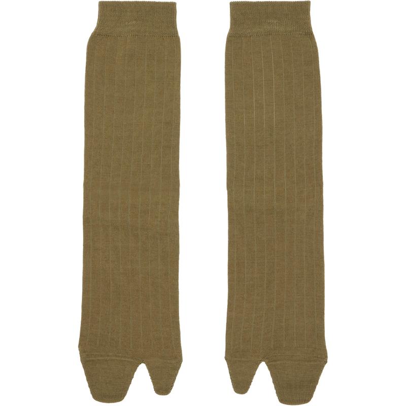 Maison Margiela 男士 袜子 卡其色 Tabi 中筒袜