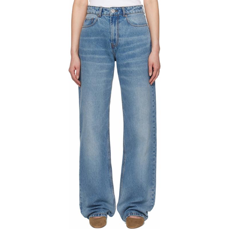Ami Paris 女士 牛仔长裤 蓝色 Cotton Large Fit 牛仔裤