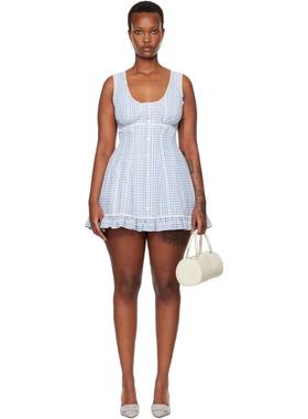 Danielle Guizio 女士 中长连衣裙 蓝色 Anica Gingham 连衣裙