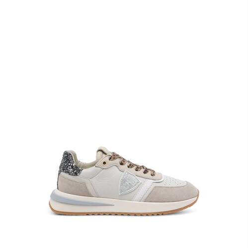 Philippe Model Paris 女士 SS26 运动鞋 亮片浅褐色皮质