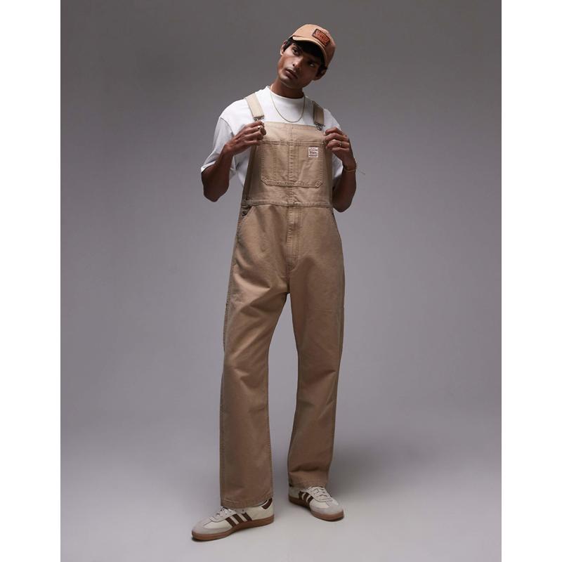 Levi's 男士 连身裤 capsule 工装帆布粗棉布裤子(米黄色)