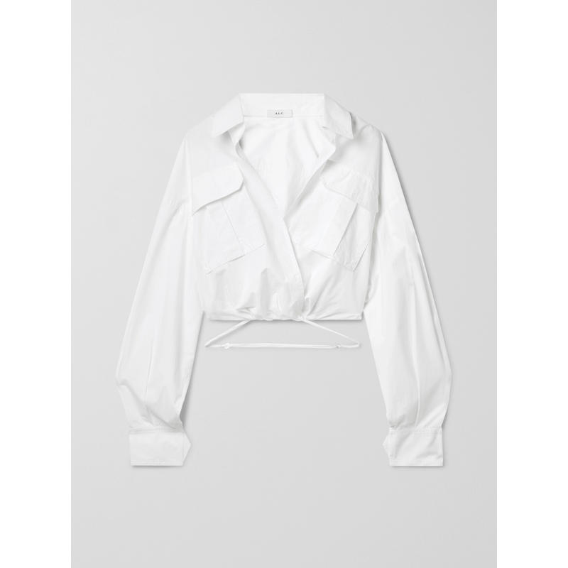 A.L.C. 女士 衬衫 Corbin 短款裹式棉质府绸上衣