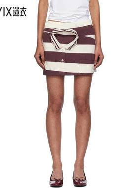 Pushbutton 女款灰白色 & 酒红色 Pique Collar Front 短裙 迷衣