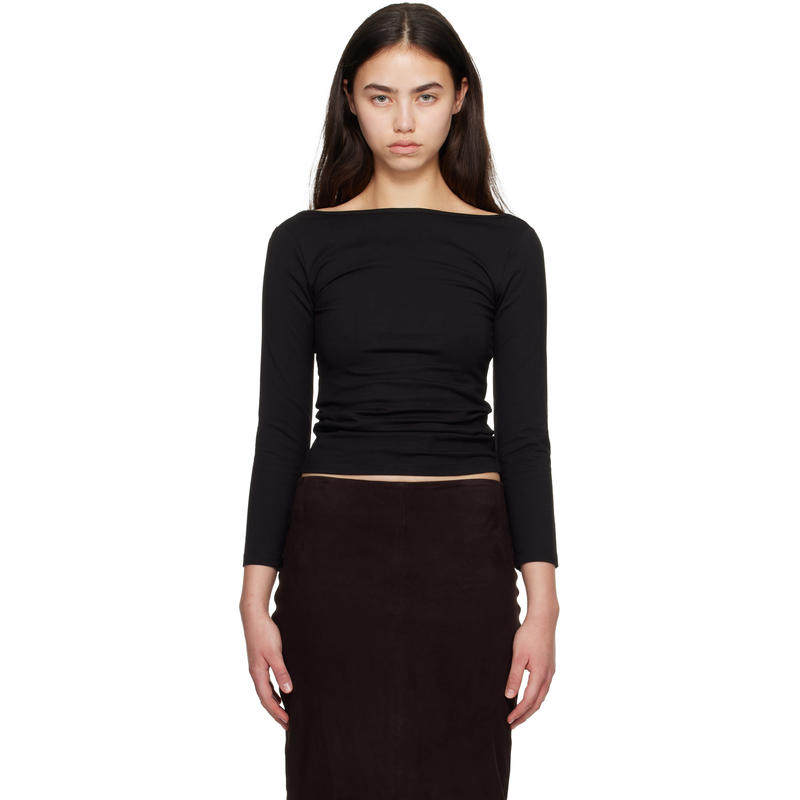 St. Agni 女士 T恤 黑色 Soft Jersey Ballerina 长袖 T 恤