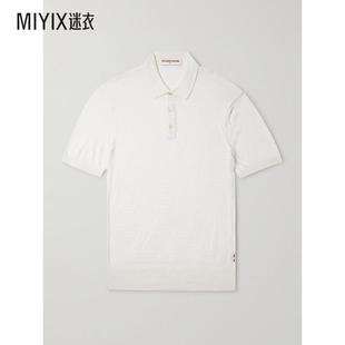 Brown Burnham Orlebar 男款 针织织纹真丝棉混纺Polo衫 迷衣时尚