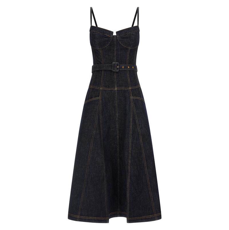 Self-Portrait 女士 SS26 服装 'Indigo Midi'... 牛仔喇叭