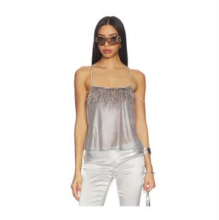 背心 女士 金属感透视羽毛 London Jaded