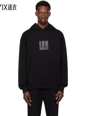 Hugo雨果博斯 男款黑色 Relaxed-Fit Split Logo 连帽衫 迷衣时尚