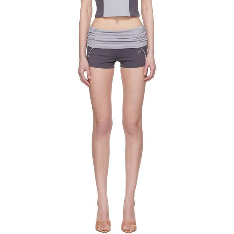 Misbhv 女士 运动短裤 灰色 Lycra Wrapped 运动短裤
