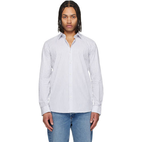 Hugo 雨果 男士 衬衫 白色 Modern-Fit Striped Cotton