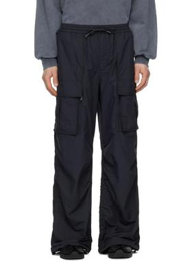 Juun.j 男士 长裤 黑色 Ripstop Poly Puckering 工装裤