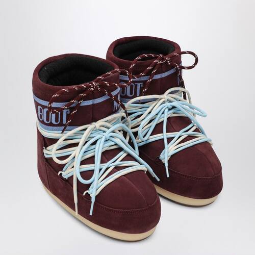 Moon Boot 月亮靴 女士 FW25 靴子 ICON 低帮酒红色绒面革