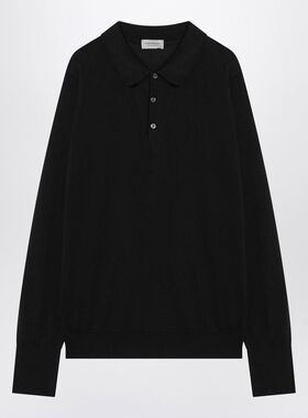 John Smedley 男士 SS26 POLO衫 FINCHLEY 黑色棉质