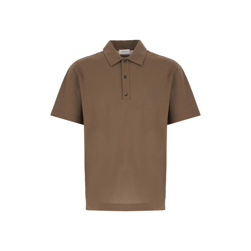 Salvatore Ferragamo 男士 SS25 POLO衫 泥浆色棉质Polo衫