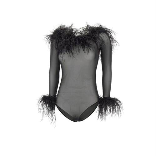 TwentyFourHaitch 女士 FW25 连体衣 Zuben 羽毛装饰