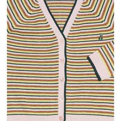 Bonpoint 女童 开衫 Apparent 条纹针织童装