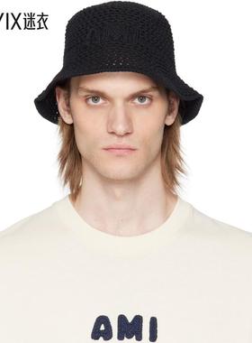 Ami Paris 男款黑色 Knit AMI Patch 渔夫帽 迷衣时尚