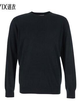 【秋冬新品】Kangra Cashmere 男款Trims 黑色圆领罗纹羊毛男士毛