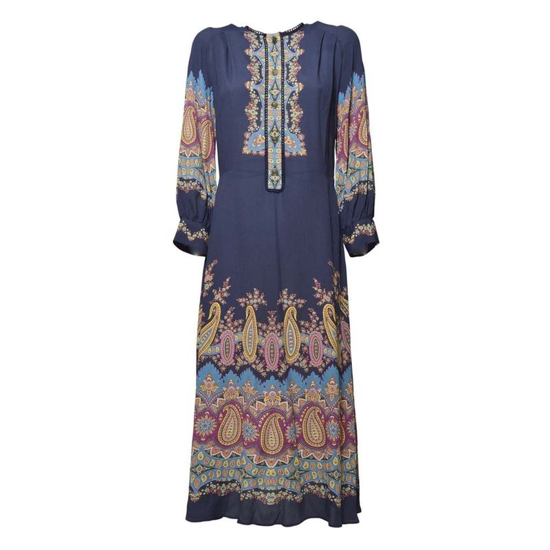 Etro 女士 FW25 连衣裙 長袖佩斯利印花連身裙