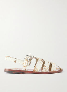 Grenson 男士 FW25 凉鞋 Quincy Cow-Print 小牛毛渔夫凉鞋