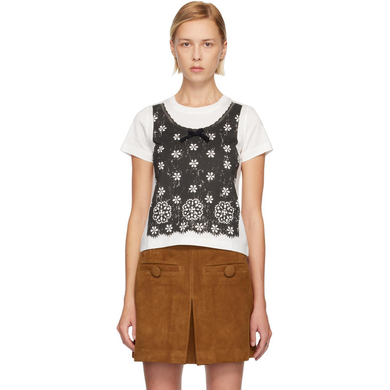 Marc Jacobs 女士 T恤 白色 Trompe L'Oeil Eyelet Slim T 恤