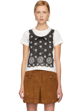 Marc Jacobs 女士 T恤 白色 Trompe L'Oeil Eyelet Slim T 恤