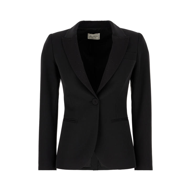 Post Scriptum Italy 女士 FW25 马甲 黑色弹力聚酯混纺西装外套