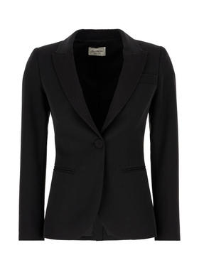 Post Scriptum Italy 女士 FW25 马甲 黑色弹力聚酯混纺西装外套