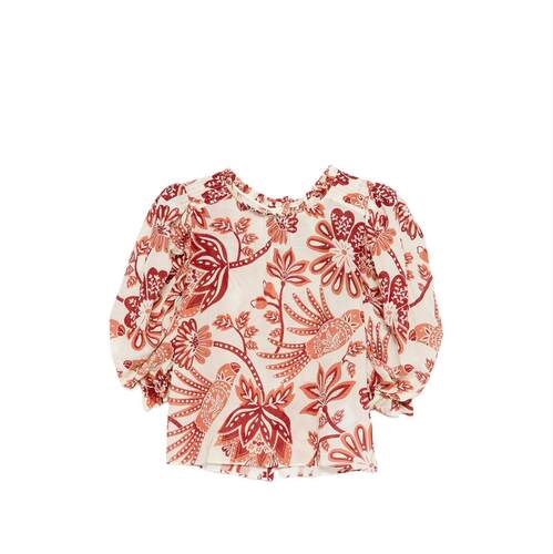 FARM Rio 女士 SS26 上衣 FLOWERFUL BIRDS 浅褐色衫
