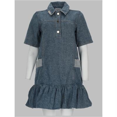 Ganni 甘尼 女士 SS26 牛仔连衣裙 ABITO 拼布(牛仔色)
