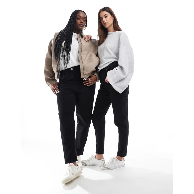 Levi's 女士 牛仔长裤 mom 高腰牛仔裤(黑色)