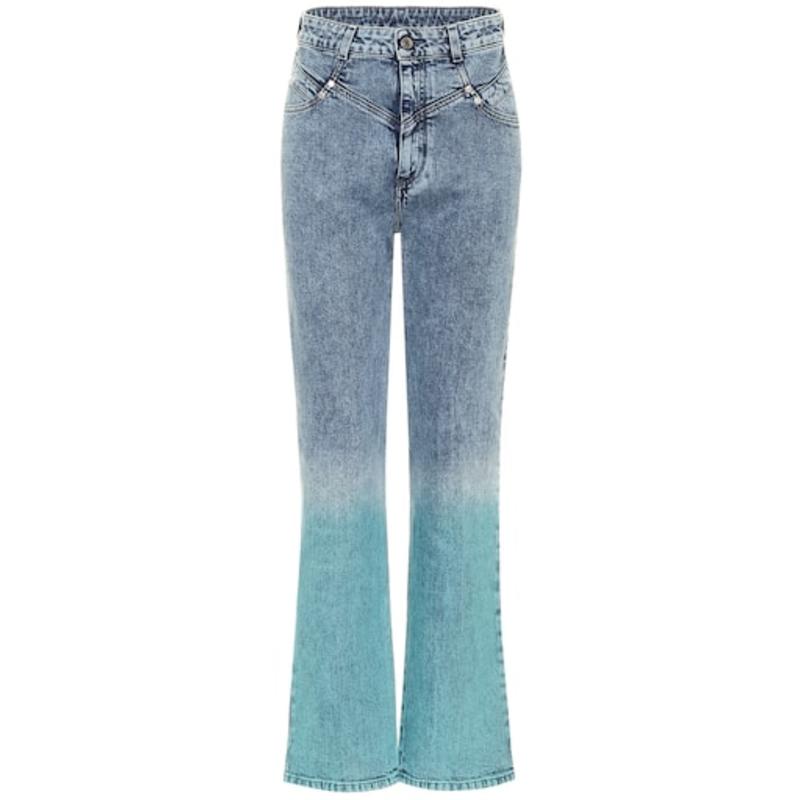 Stella Mccartney 女士 牛仔长裤 渐变高腰直筒牛仔裤