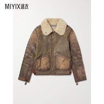 Polo Ralph Lauren拉夫劳伦 男款磨破毛羊皮短夹克 迷衣时尚