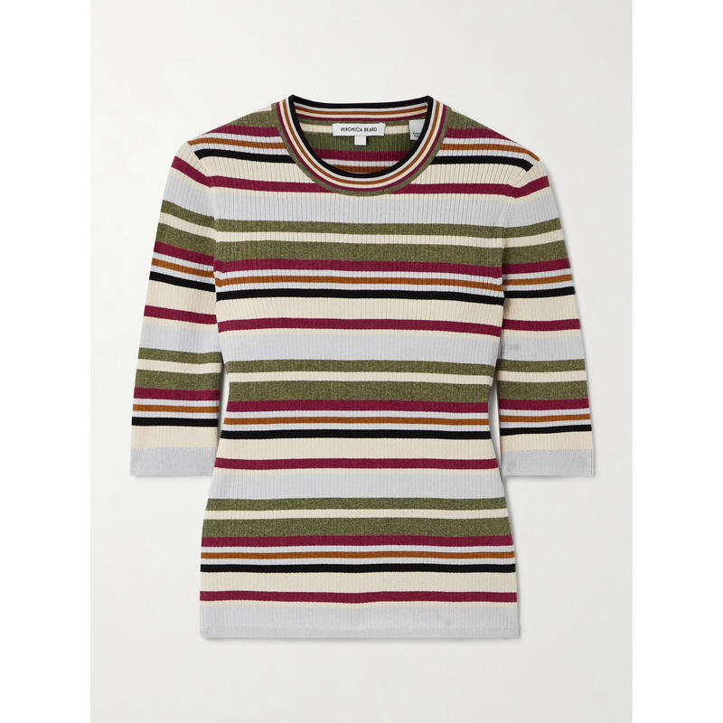 Veronica Beard 女士毛衣 Kavya 条纹罗纹针织毛衣