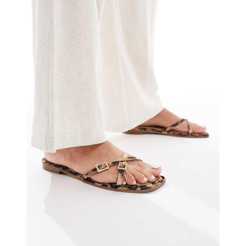 Raid London 女士 凉鞋 RAID Lanah 带状搭扣豹纹平底凉鞋