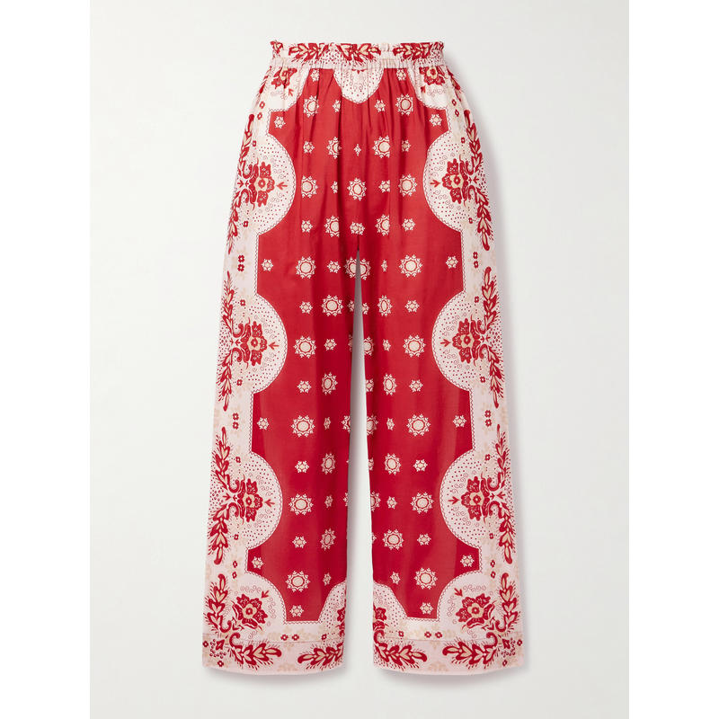 Alix Of Bohemia 女士 FW25 长裤 Otto 短款方巾式印花棉纱阔腿裤