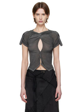 Charlotte Knowles 女士 T恤 黑色扭褶 T 恤