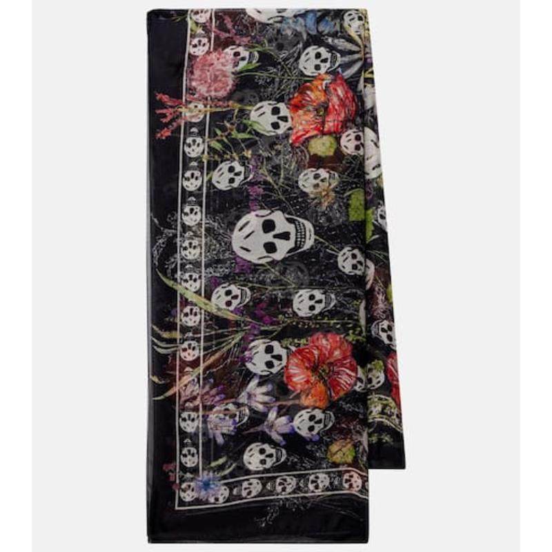 MCQUEEN 女士 围巾 骷髅头真丝雪纺围巾
