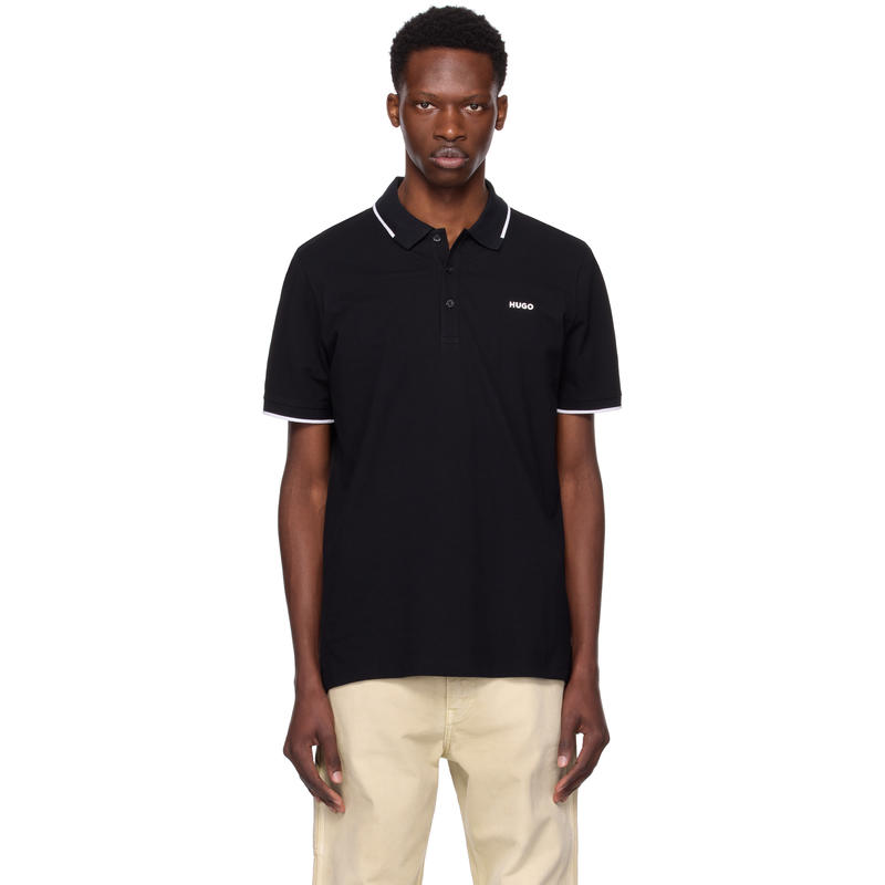 HUGO BOSS雨果博斯 男士黑色时尚商务正装Polo衫短袖