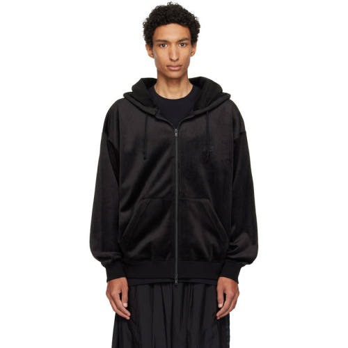 Y-3 男士 FW26 卫衣 黑色 Velvet Corduroy Zipper 连帽衫