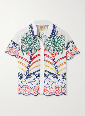 FARM Rio 女士 SS26 衬衫 richilieu 齿纹棉质衬衫