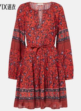 Ulla Johnson 女款Abri 花朵棉混纺迷你连衣裙 迷衣时尚