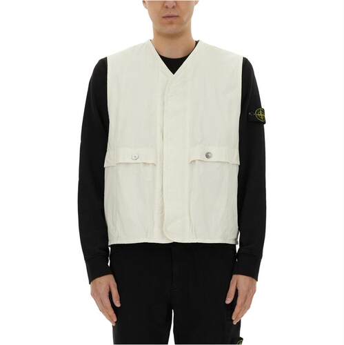 Stone Island 石头岛 男士 SS25 马甲 WAPPEN 拼缀棉混纺背心