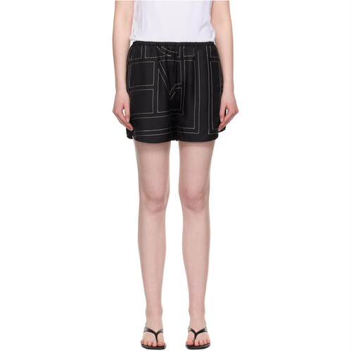Totême 女士 短裤 黑色 Monogram Silk PJ