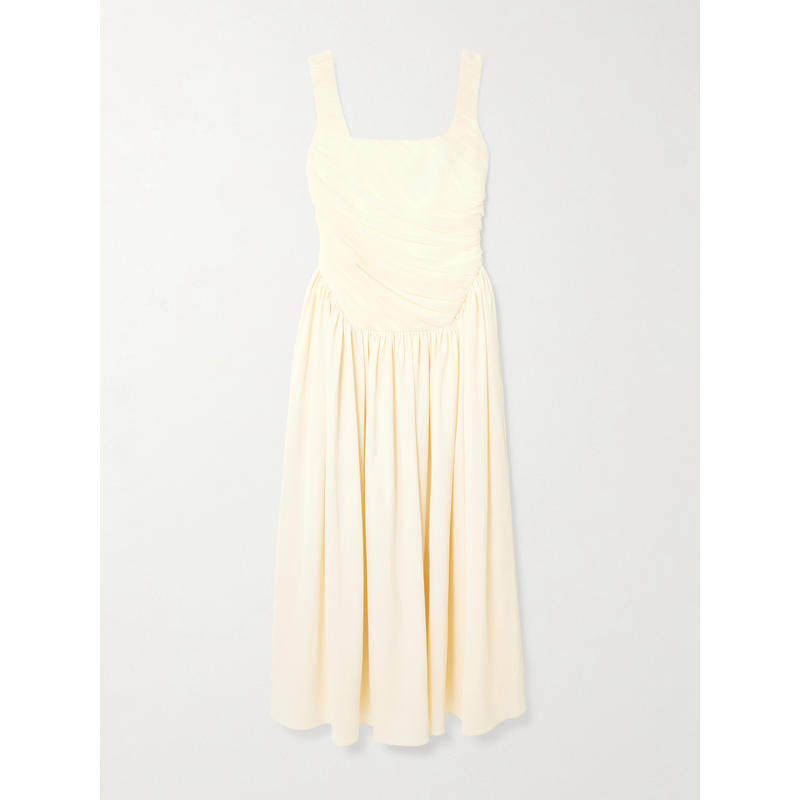 Abadia 女士 FW25 中长连衣裙 Kaia 褶皱雪纺斜纹布中长连衣裙,女装/女士精品,连衣裙,淘宝优惠券,粉丝福利购,淘宝优惠卷