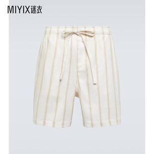 迷衣时尚 COMMAS男士 条纹亚麻混纺短裤