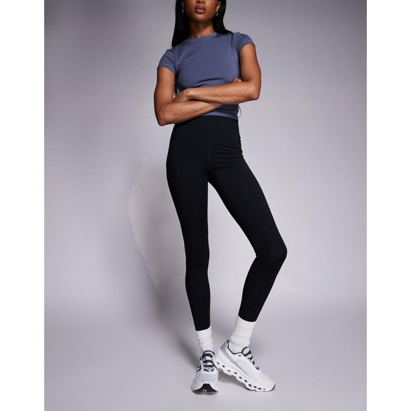 4505 女士 运动紧身裤 Icon 长筒柔软触感高腰瑜伽打底裤(黑色)