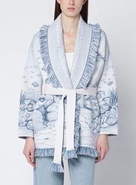 Alanui 女士 SS26 毛衣 Deep 海洋针织开衫(白/浅蓝)